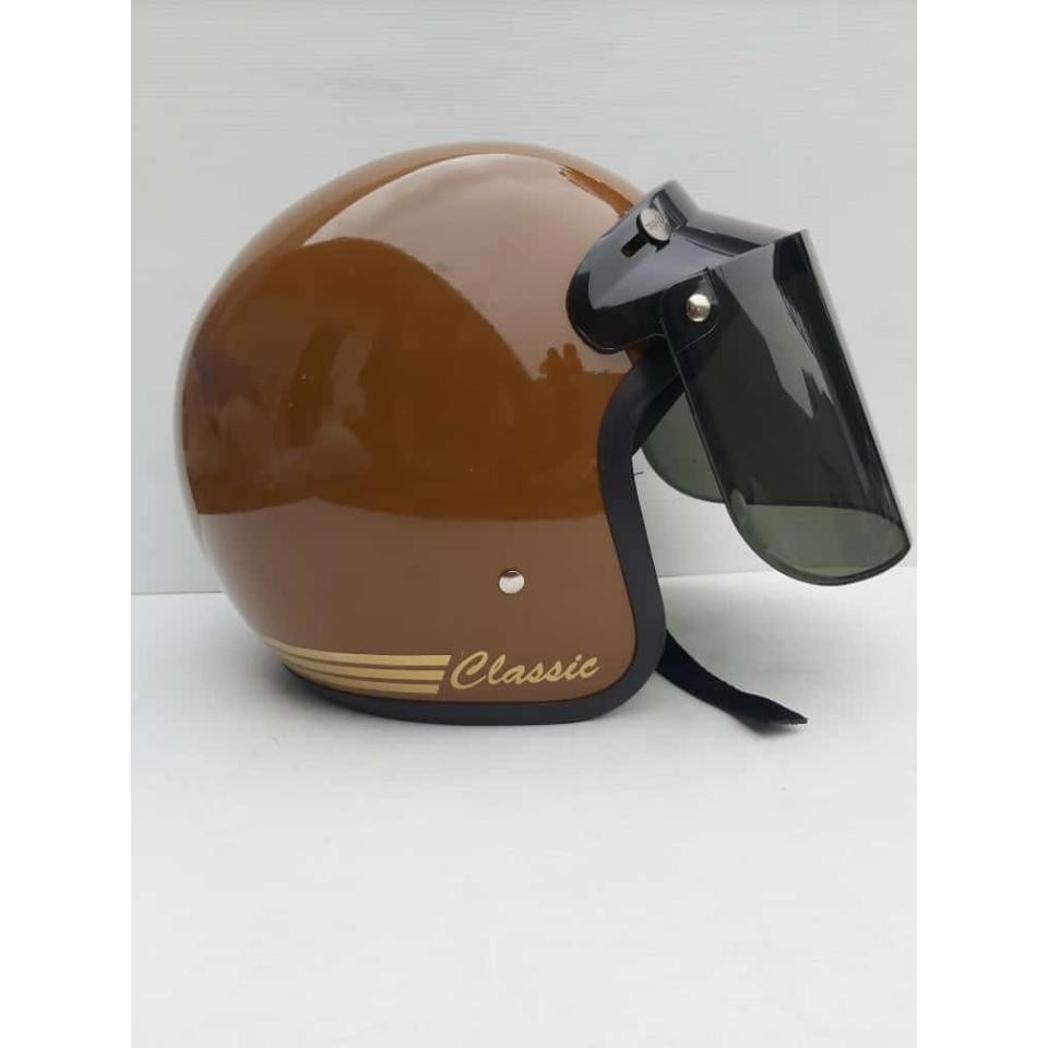 Jual (Cod) Helm Bogo Garis Classic Coklat | Shopee Indonesia