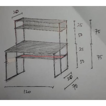 Jual [Khusus Deliveree/Gocar] Meja Rak Tingkat Buku 120X70X150. Meja Rak Buku/Meja Belajar Indonesia|Shopee Indonesia