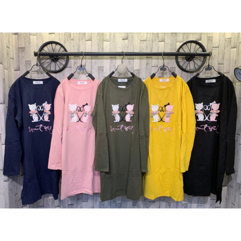 Tunik Kaos Import Bordir Kucing 2 Mifei Shopee Indonesia