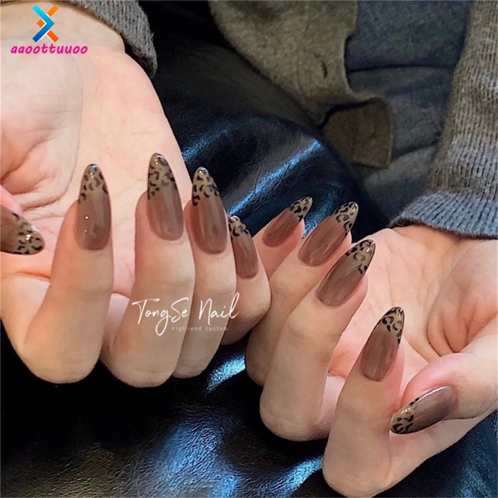 Jual 24Pcs Patch Kuku Palsu Motif Leopard Warna Coklat Transparan Tahan Air Dapat Dilepas Untuk Nail Art | Shopee Indonesia