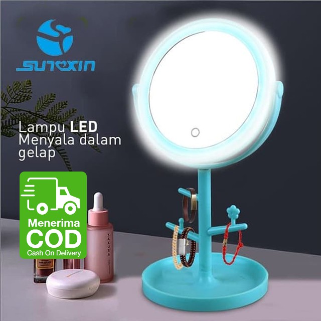 CERMIN MAKEUP dengan lampu LED Baterai Shopee Indonesia
