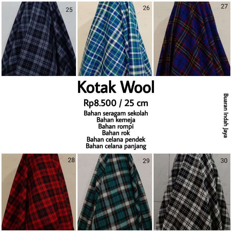 Kain Kotak Semi Wool Poly Cotton ( harga per 25 cm = 8.500 ) Minimal