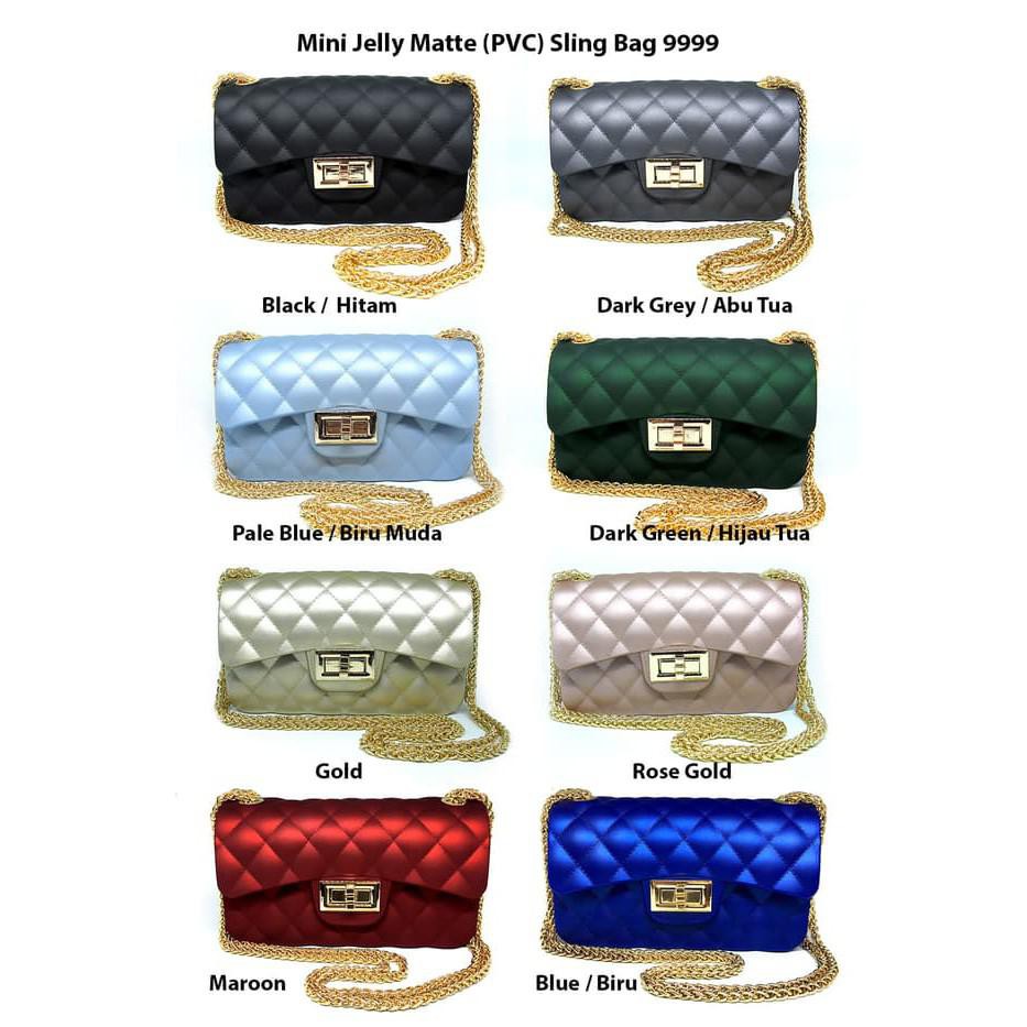 HEMAT Toko Ifa Jm9999 Tas Jelly Matte Diamond Kecil 18Cm Selempang Sling Wanita Impor Hitam