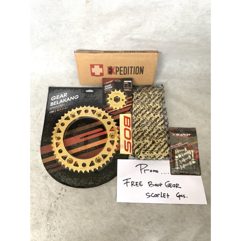 Jual gear set crf 150 Scarelt rantai gold depan 14 15 16 belakang 4556 gir crf Set supermoto