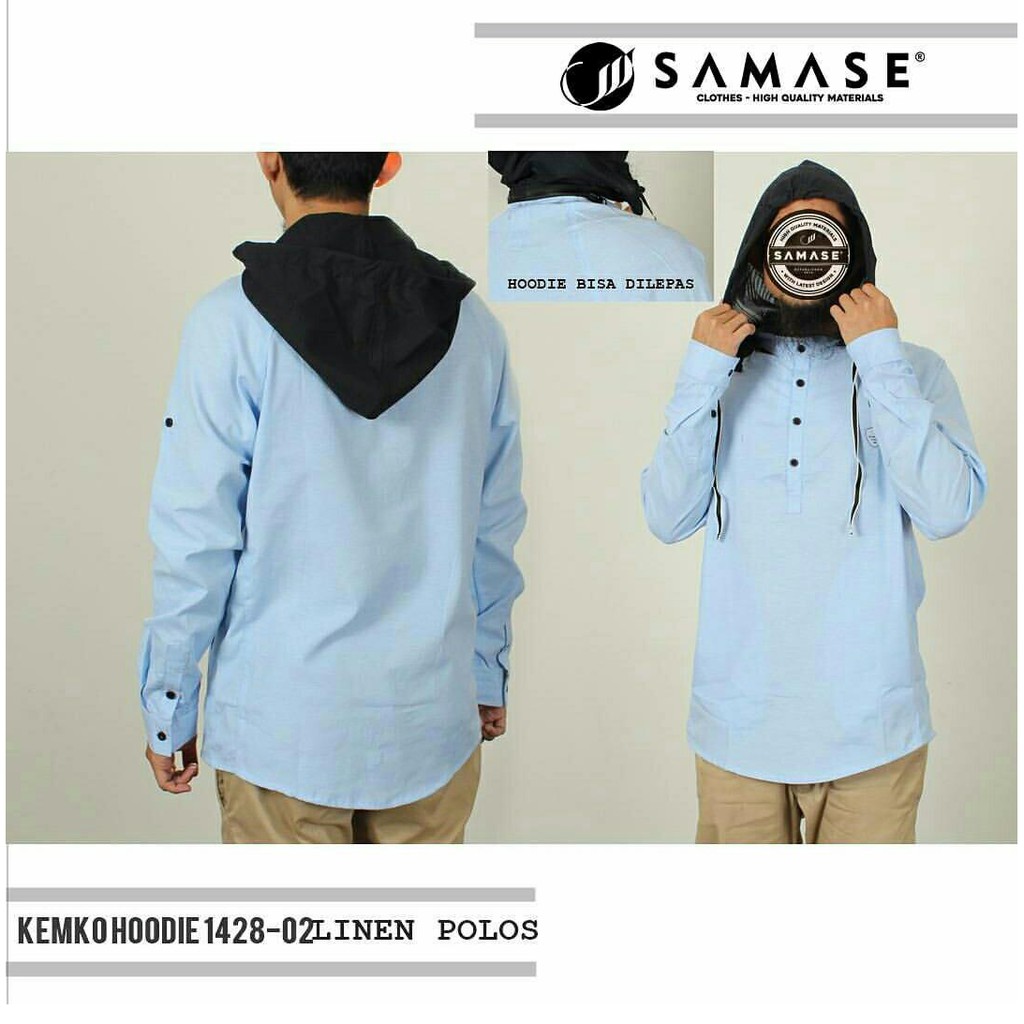 Kemko 02 Samase Hoodie Busana Muslim Pria Terbaru Warna Biru Muda