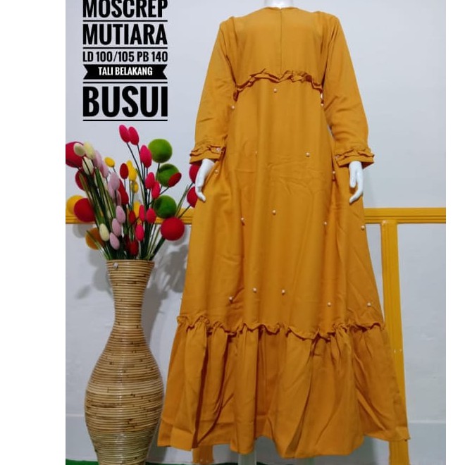 Gamis zee zee mutiara wollycrepe rempel busui umbrella busana muslim lebaran sale baju wanita