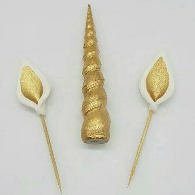 Jual Cake Topper Gypsum Tanduk Unicorn Emas Small Medium Large Shopee