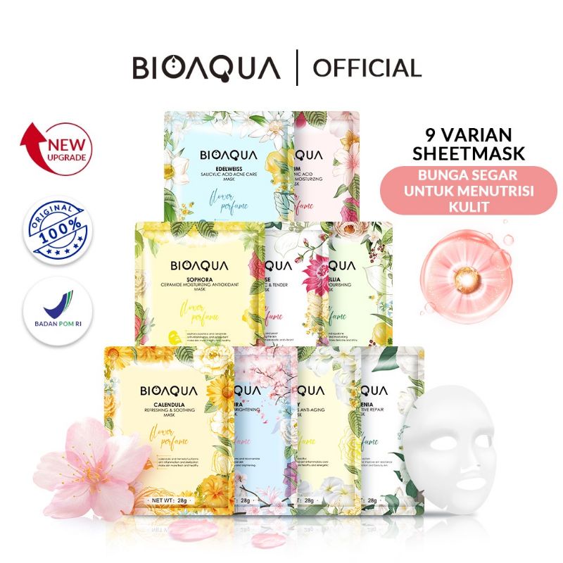 Jual BIOAQUA SHEET MASK FLOWER SERIES 28GR (MASKER WAJAH) Shopee Indonesia