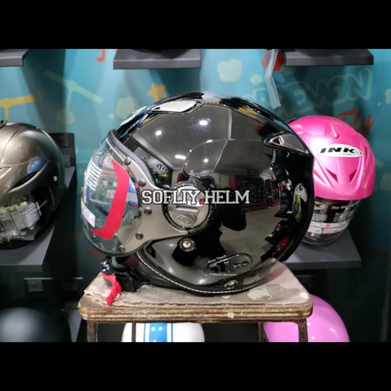 Jual HELM KYT ELSICO SOLID BLACK GLOSSY HALF FACE HELM ELSICO POLOS