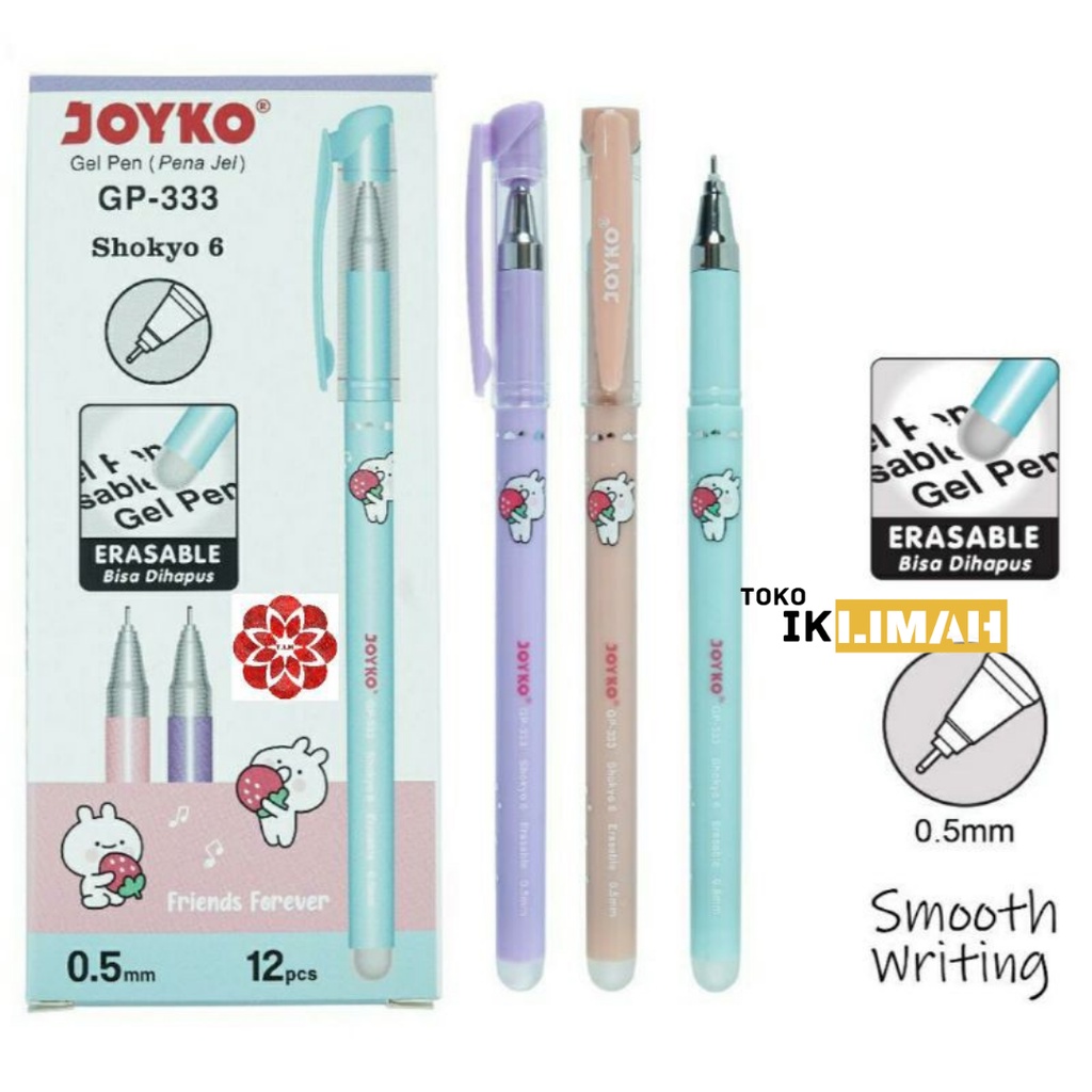 Jual Erasable Gel Pen Joyko GP333 Shokyo 6 Gel 0.5 mm / Pulpen Bisa