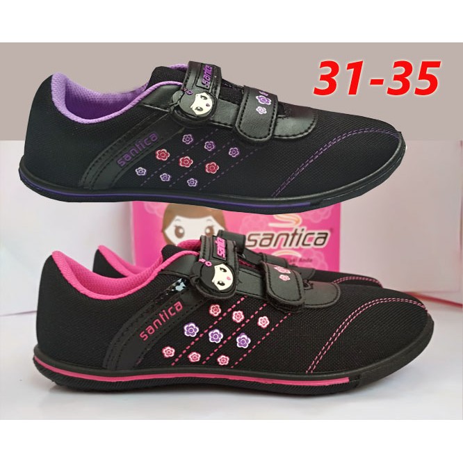 SEPATU SEKOLAH ANAK PEREMPUAN HITAM SANTICA AKINA, SEPATU KETS SD TK