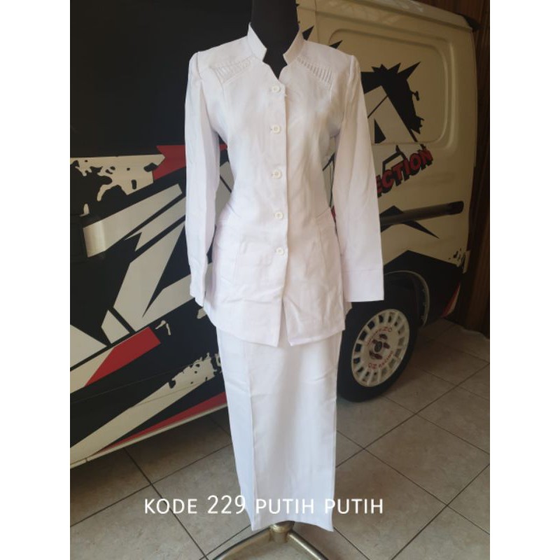 BAJU BLAZER SET SERAGAM PUTIH PUTIH BIDAN,PERAWAT,KLINIK,SUSTER,RUMAH SAKIT MUSLIMAH WANITA