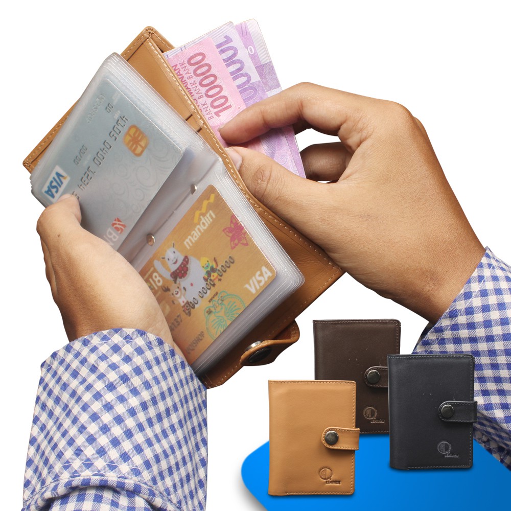 DOMPET KARTU MINI KULIT SAPI ASLI ADA SLOT UANG WALLET
