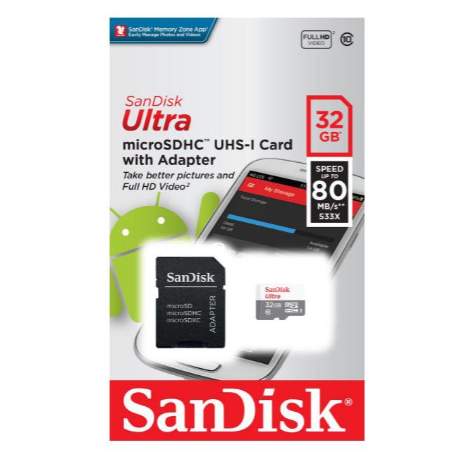 Micro Sd 32Gb Sandisk Ultra Uhs-I 80Mbps Full Hd Video Microsdhc Uhs-I 32G Sandisk Original | Shopee Indonesia
