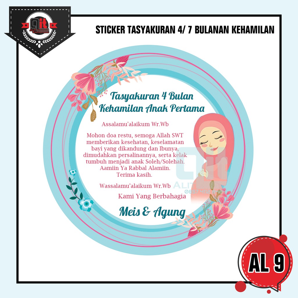 STICKER TASYAKURAN 4 BULANAN/ 7 BULANAN UK 8 CM Shopee