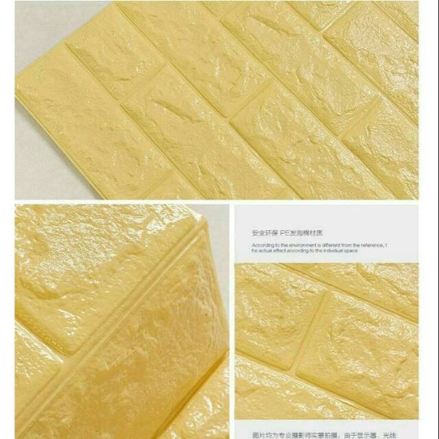 Wallpaper foambrick warna kuning krem | Shopee Indonesia