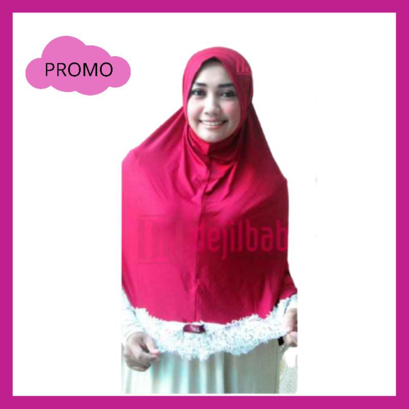 Hijab Instan Bergo Syari Renda Non Pet Jilbab Spandek Lycra Shopee