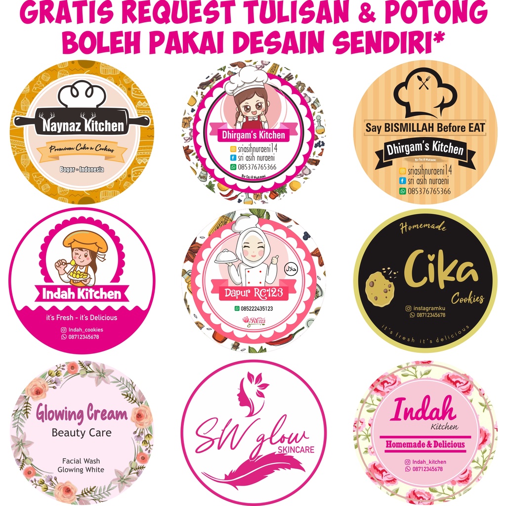 Jual Stiker label nama makanan minuman murah custom minimal 1 lembar