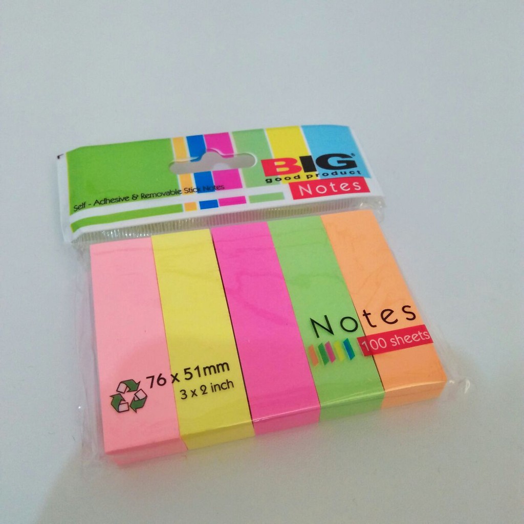 STICKY NOTE BIG / PENANDA BUKU / PEMBATAS BUKU KERTAS 76X51 5 WARNA