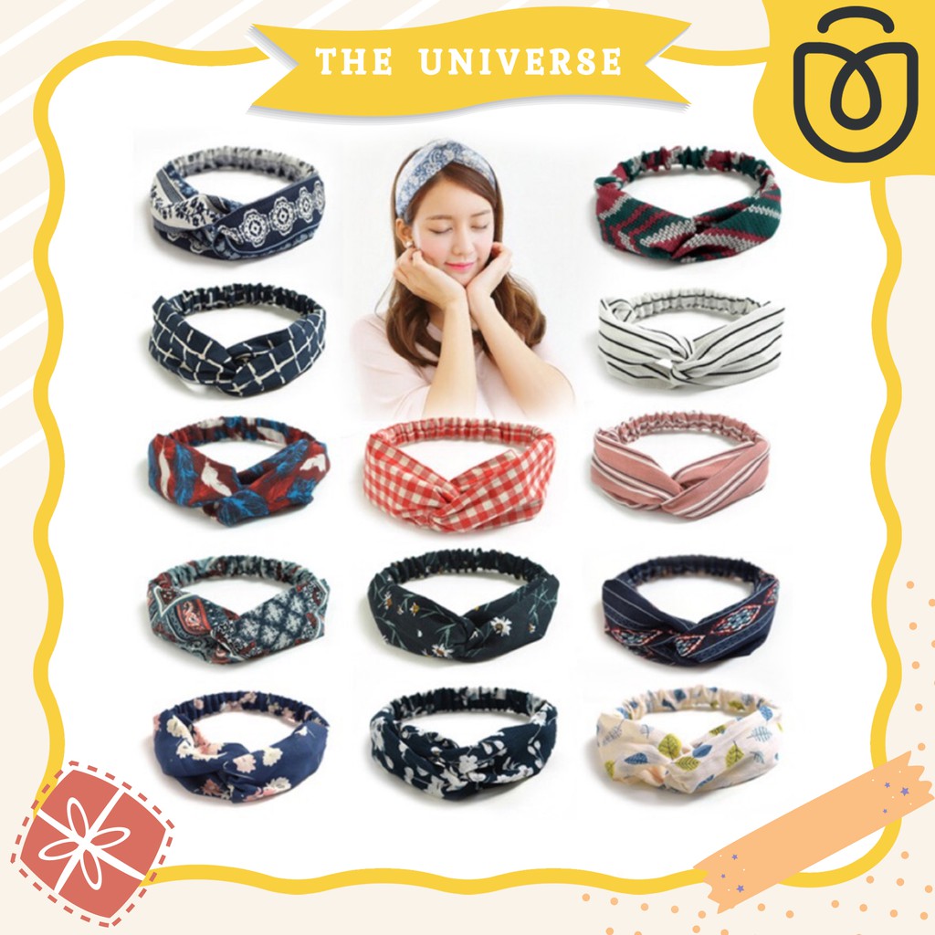 [TU] Bando Bandana Kain Motif Ala Korea HW0101 Shopee