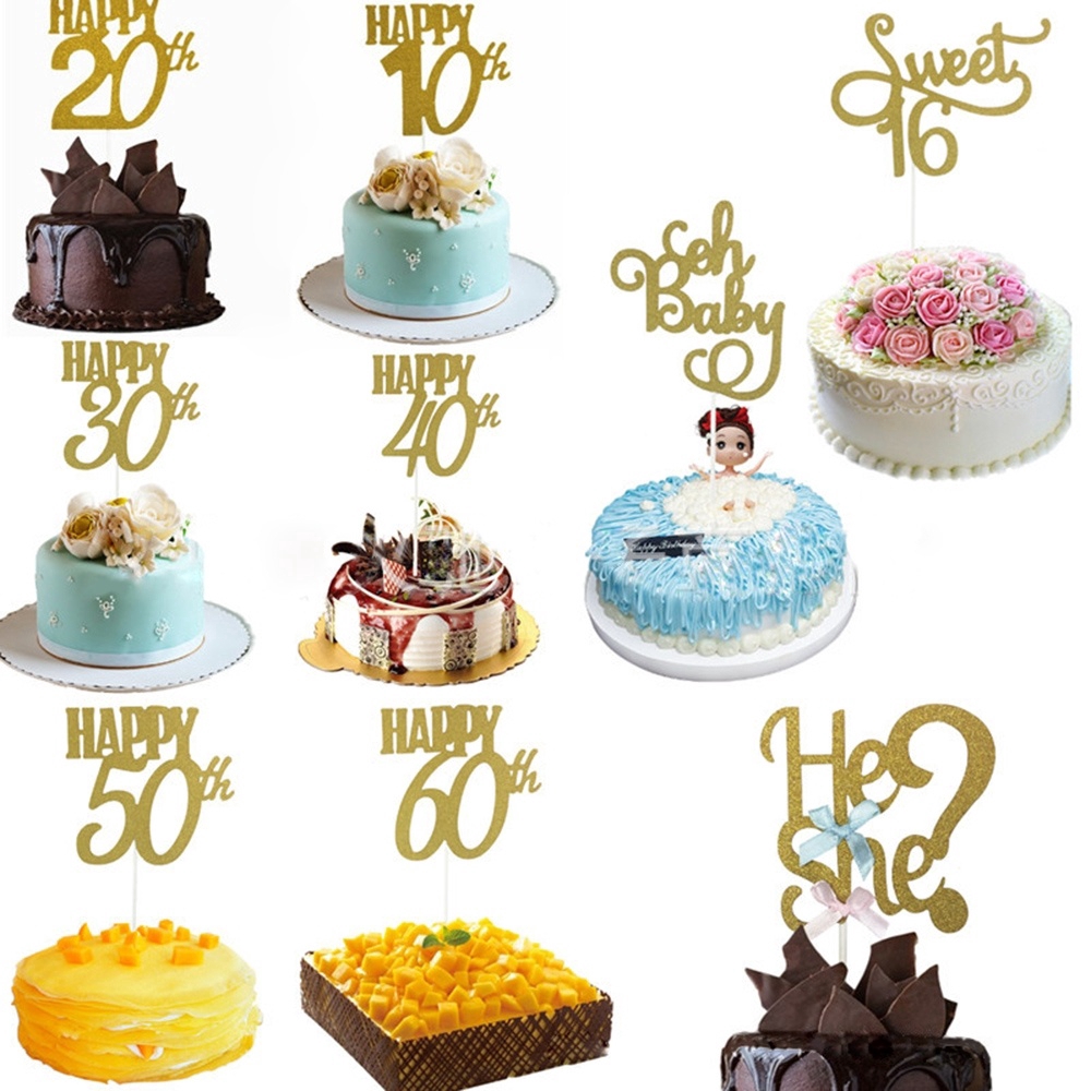 Topper Kue Ulang Tahun / Pernikahan Glitter 10th 30TH 40th