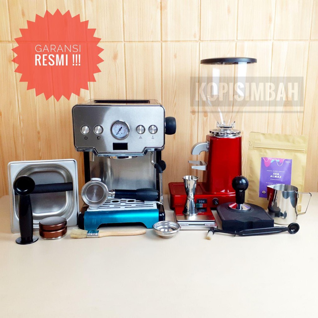 Paket Lengkap Mesin Espreso Gustino GS675 & Grinder Kopi N500 Espresso Coffee Maker BERGARANSI
