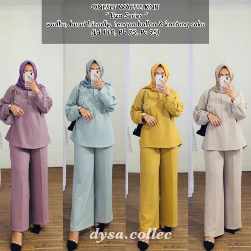 ONESET WAFFLE KNIT PREMIUM BAHAN UNIQ** Shopee Indonesia