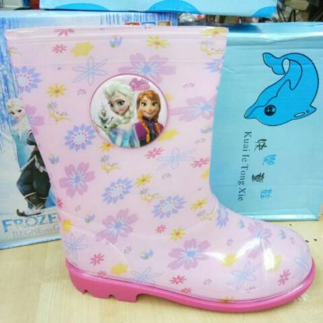 Sepatu boot bot air anak cewe frozen pink tinggi import ori promo murah