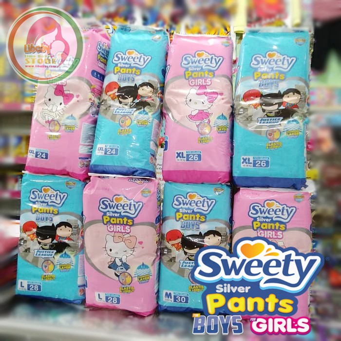 SWEETY SILVER PANTS Boys and Girls Size M30, L28, XL26, XXL24 Shopee