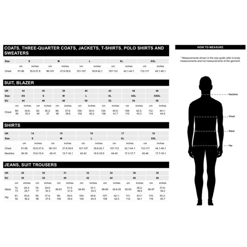 Zara Man size charts - sizeguide for clothes, accessories and shoes