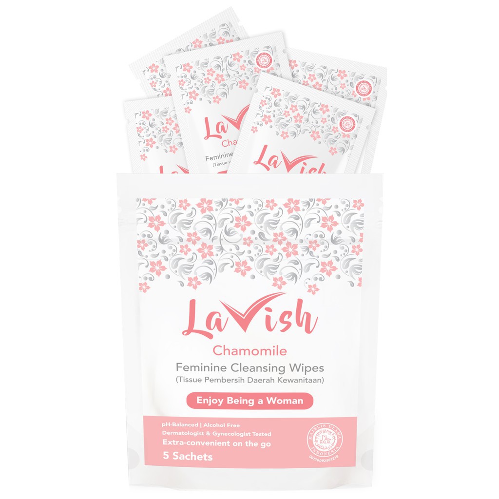 Jual LAVISH CHAMOMILE FEMININE CLEANSING WIPES (ISI 5 SACHET) Shopee Indonesia