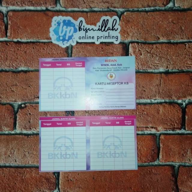 Kartu Akseptor KB CUSTOM ( pemesanan kelipatan 8) Shopee