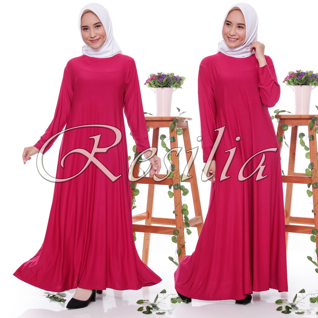RESILIA GROSIR/Gamis Jersey Polos Syahira (1 KG muat 3 pcs) Shopee Indonesia