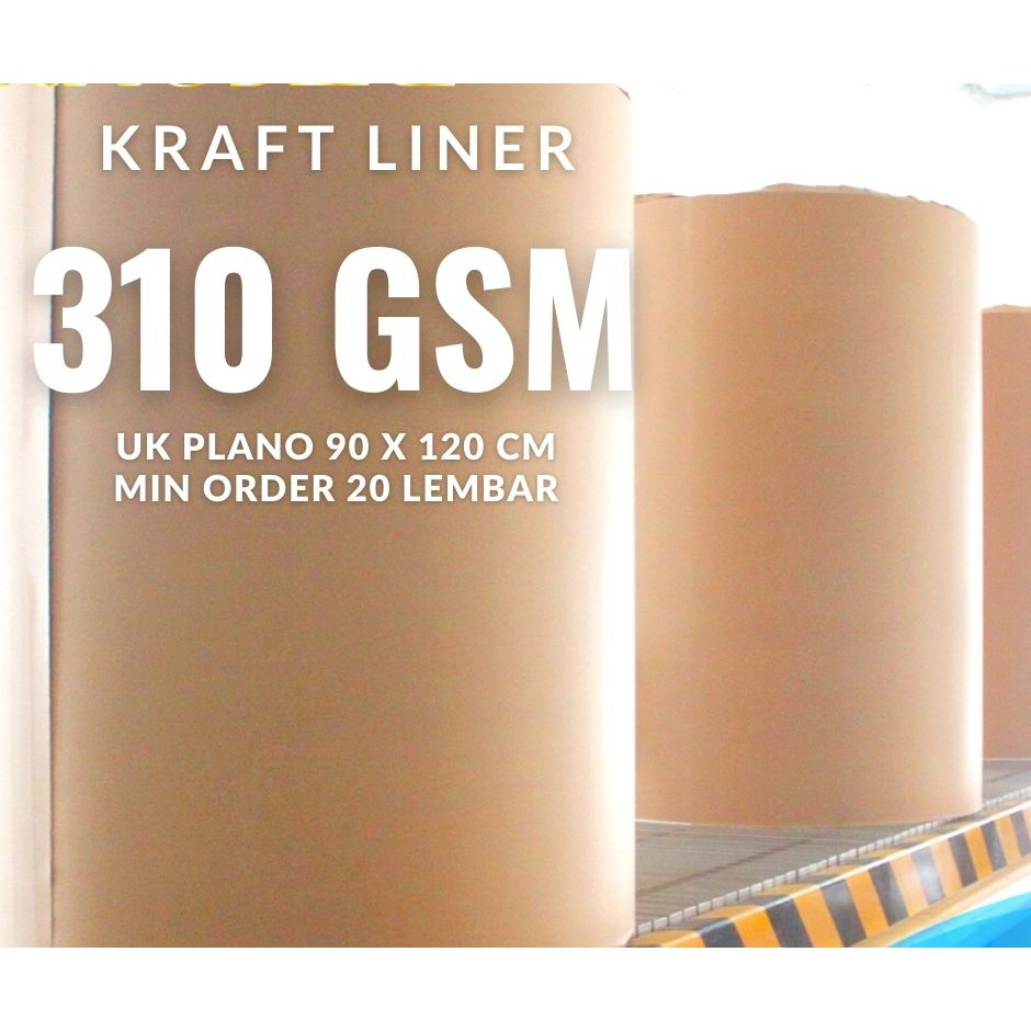 Jual KERTAS KRAFT LINER 310 GSM, UKURAN PLANO 90 X 120 CM, HARGA GROSIR