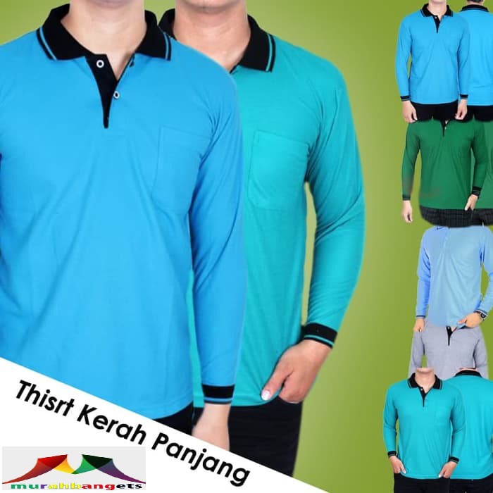 Jual Kaos Kerah Lengan Panjang Pria Kaos sawah / Kaos Tani / kaos