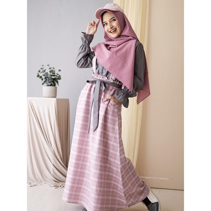 Grosir Gamis Syar'I Muslimah Overall Kaysa Fuzzygrey