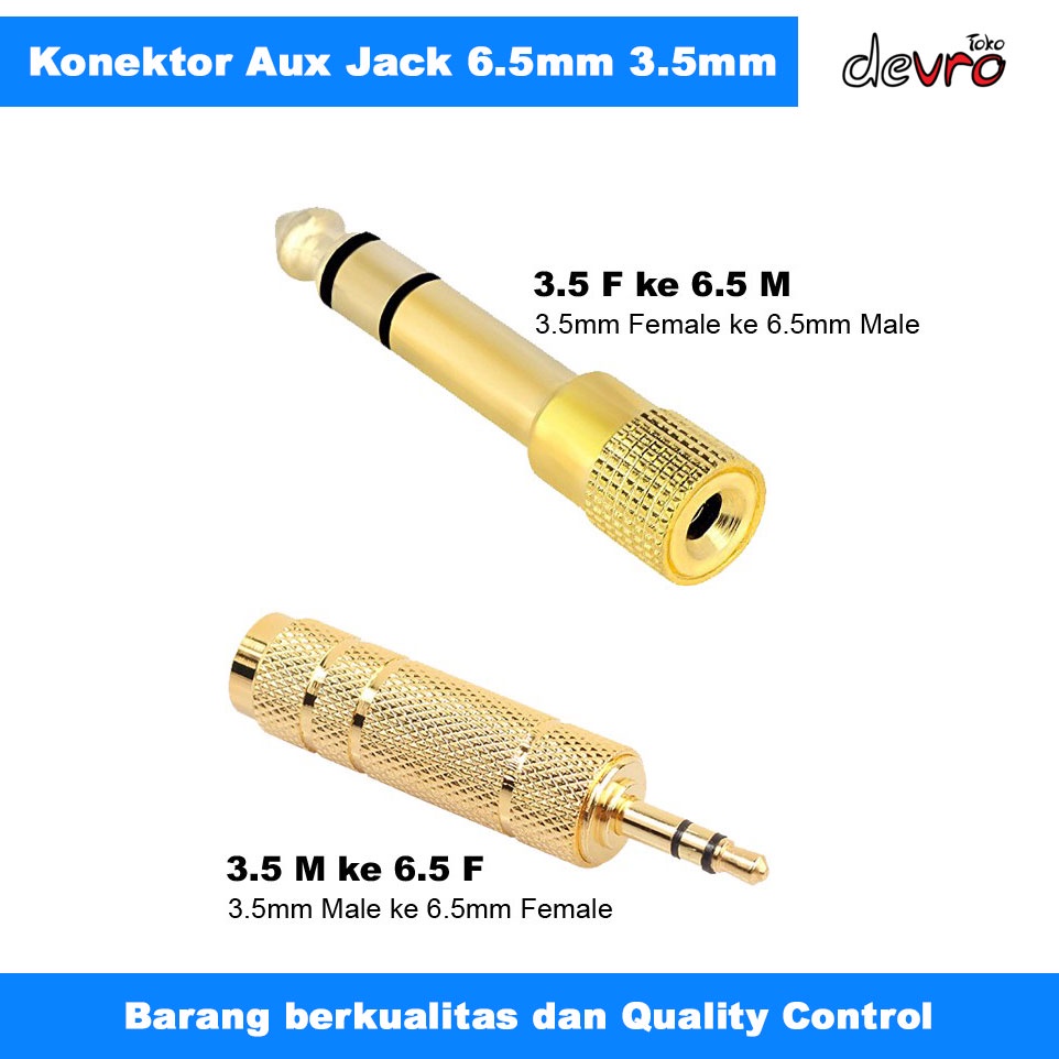 Jual Konektor Aux Jack 6.5Mm Ke 3.5Mm - Headphone Jack Adapter 3.5Mm (1/8) To 6.5Mm (1/4) Stereo - Pj1652 | Shopee Indonesia