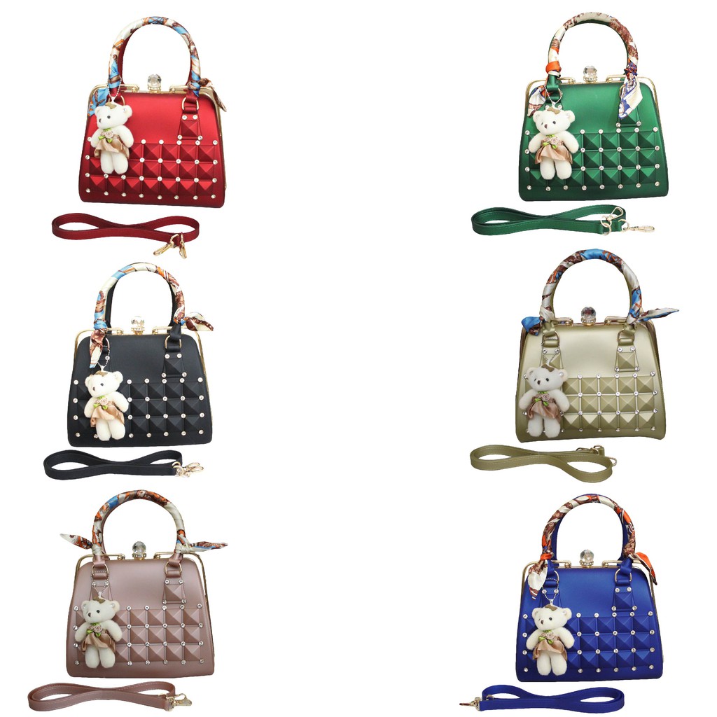 TAS IMPORT JAKARTA JELLY MATTE BEHEL JUMBO DIAMOND BW8083 UK26CM FREE SYAL DAN BONEKA Shopee