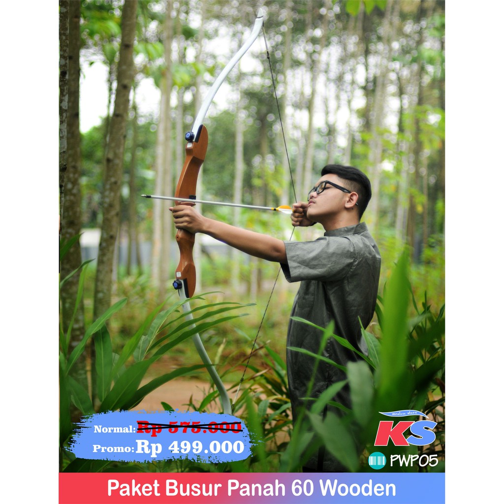 Jual Paket Busur Panah 60 Wooden - Recurve Bow Archery/Bow/Anak Panah/Arrow/Bukan Fiber Indonesia|Shopee Indonesia