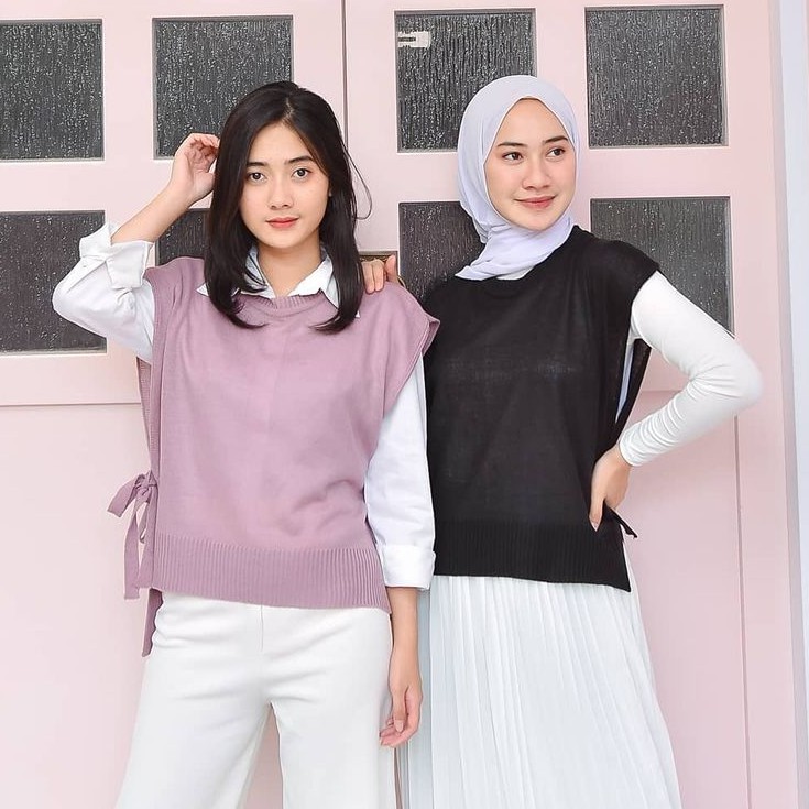 Outer Wanita Hillo Vest Rajut Rompi Rajut Wanita kekinian