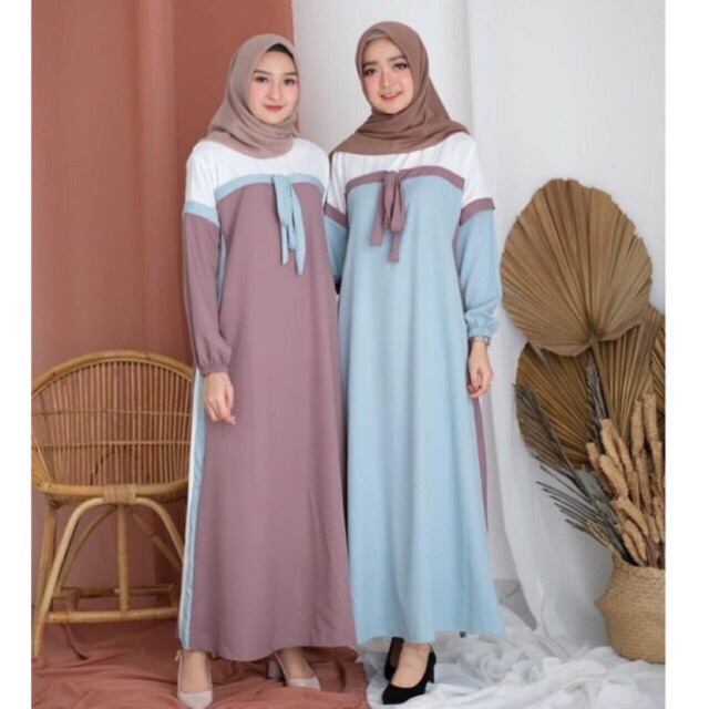 Model Gamis Linen Rubiah Bulu Angsa Jual Kerudung Rubiah Terbaru