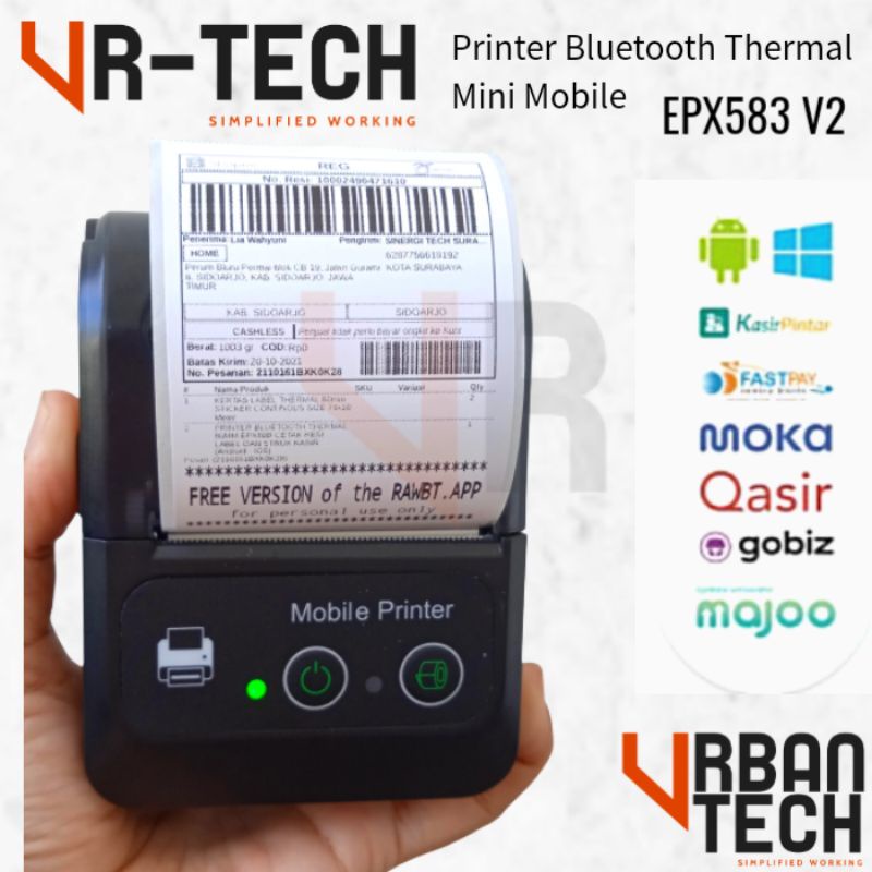 Jual PRINTER BLUETOOTH THERMAL 58MM EPX583 V2 CETAK RESI SHOPEE DAN STRUK MINI PPOB KASIR
