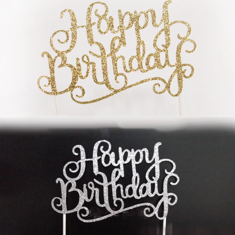 [Bayar Di Tempat]Cake Topper Tulisan Happy Birthday Bling