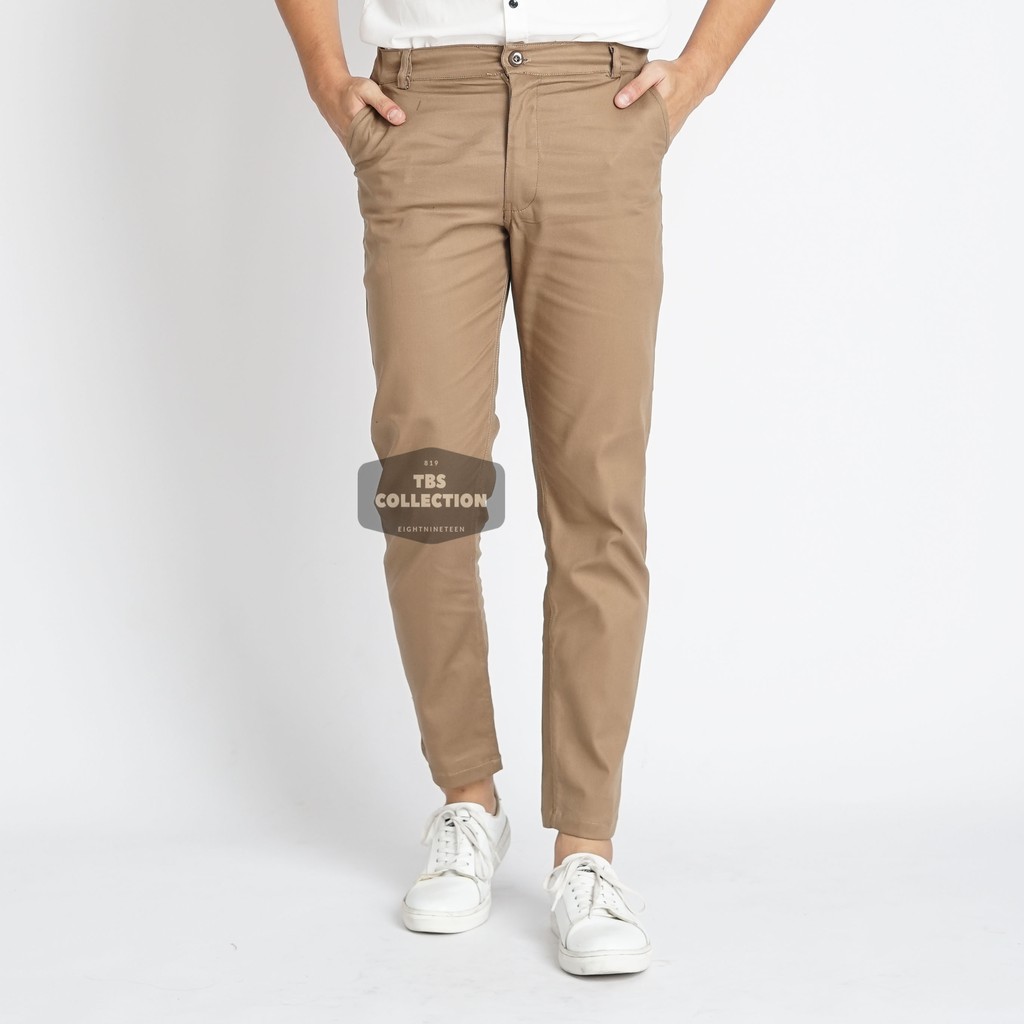 Jual Celana Panjang Pria Celana Chino Pria Premium Quality Warna Dark Khaki / Coklat | Shopee Indonesia