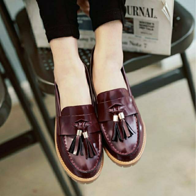 Sepatu docmart wanita jedun terlaris hitam / sepatu loafers wanita