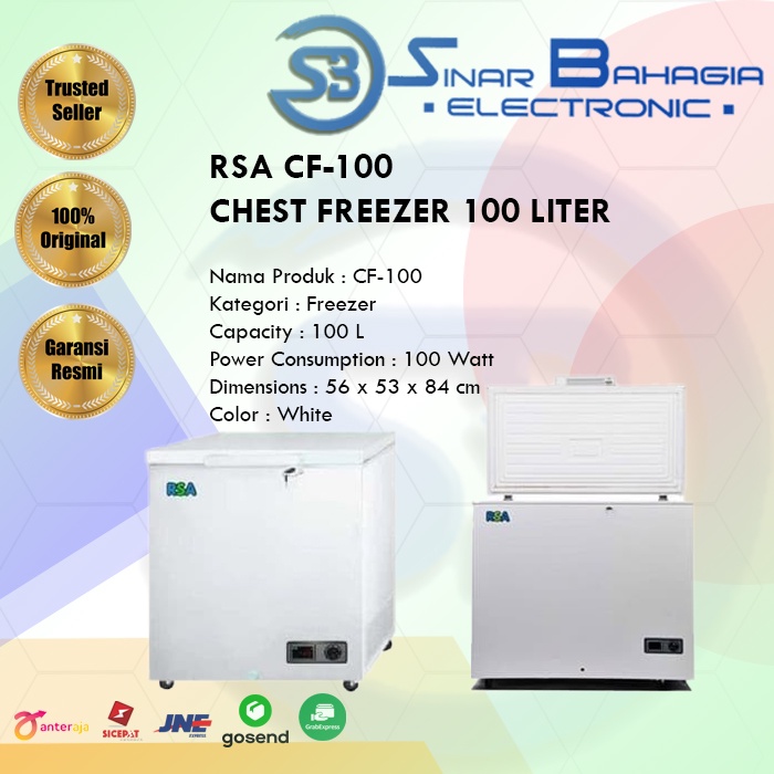 Jual RSA CF 100 CHEST FREEZER 100 LITER (NEW (KHUSUS BANDUNG