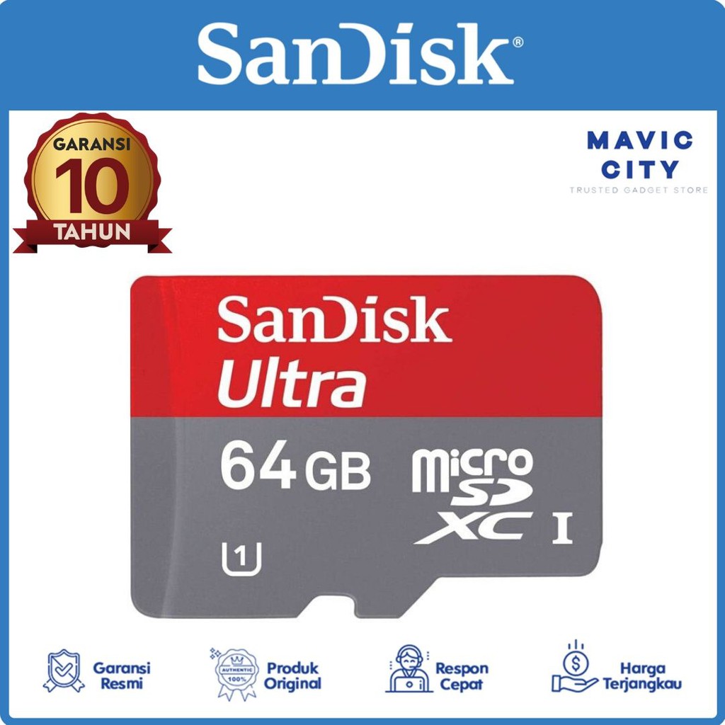 Jual Memory Card Micro Sd 64Gb Sandisk Cl10 120Mbps A1 Tanpa Adaptor Original Garansi Resmi Indonesia|Shopee Indonesia