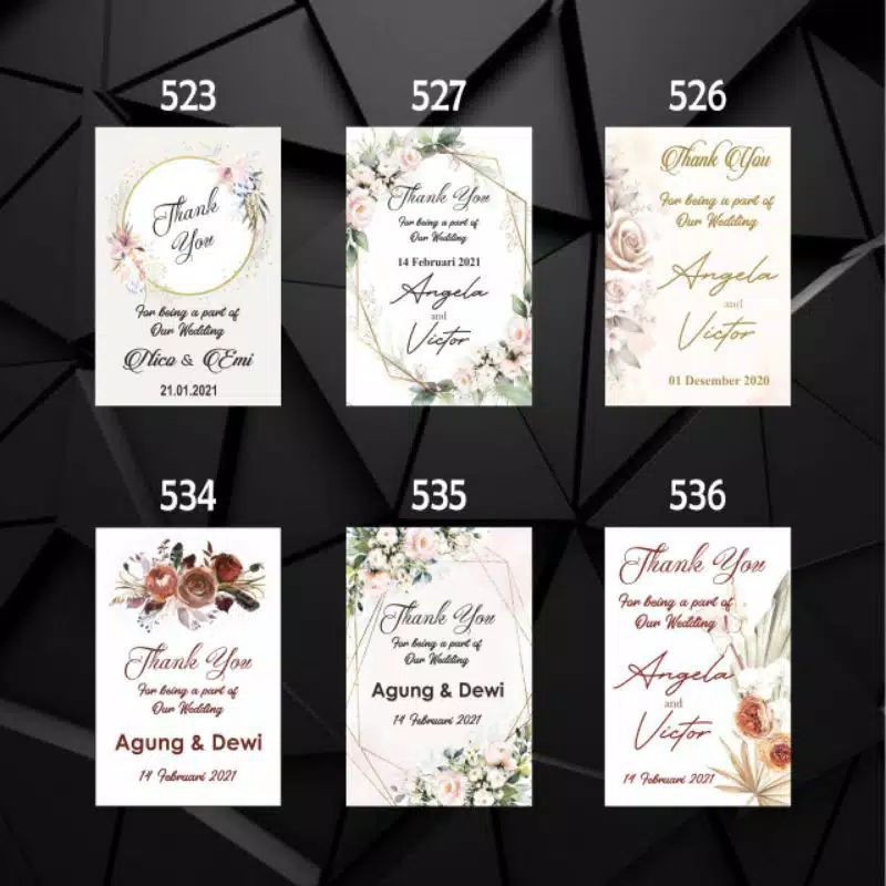 Jual (100 pcs) Kartu ucapan Terima Kasih / Kartu Souvenir /Thank you