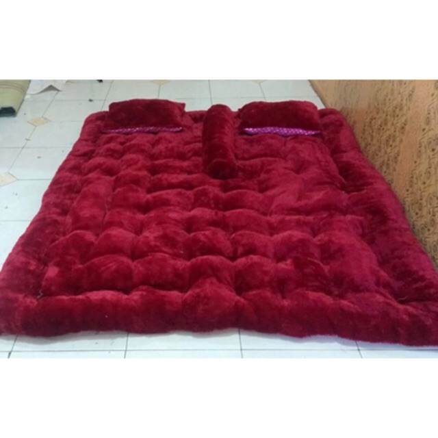 Kasur Lantai Bonus Bantal Guling Bulu Rasfur Halus