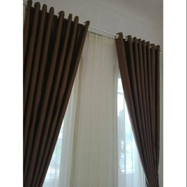 Jual Gorden Blackout Polos Warna Coklat Tua #Gordyn #Blazer #Shabby #Murah | Shopee Indonesia